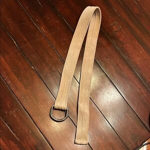 Tan Canvas Belt with Silver Buckle